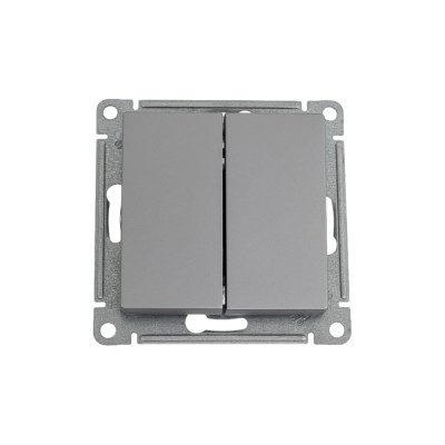 Переключатель Systeme Electric AtlasDesign Сталь 2-клавишный сх.6, 10АХ, механизм SE ATN000965