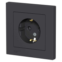 Розетка Systeme Electric AtlasDesign Карбон с/з со шторками, 16А, в сборе SE ATN001044