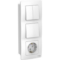 Розетка+выключатель Systeme Electric Blanca внутр Бел з/к шт 16А, 250В+выкл 1кл.+выкл 2кл. SE BLNBS101201