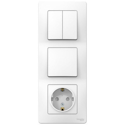 Розетка+выключатель Systeme Electric Blanca внутр Бел з/к шт 16А, 250В+выкл 1кл.+выкл 2кл. SE BLNBS101201