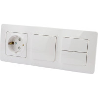 Розетка+выключатель Systeme Electric Blanca внутр Бел з/к шт 16А, 250В+выкл 1кл.+выкл 2кл. SE BLNBS101201