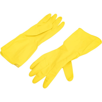 Хозяйственные латексные перчатки Komfi с х/б напылением, M, желтые, 2 шт/уп. 126935