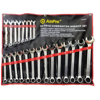 Набор комбинированных ключей AmPro 22 предмета 10-32 мм T40191