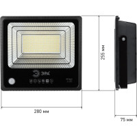 Светодиодный уличный прожектор ЭРА на солнечной батарее, 150W, 5000K, с датчиком движения, ПДУ, IP65 Б0049548