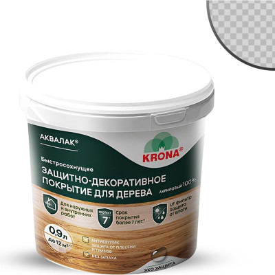 Защитно-декоративный лак для дерева KRONA Аквалак (бесцветный; 0,9 л) 66360205