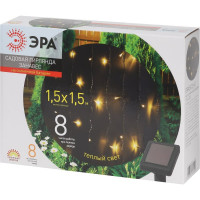 Садовая гирлянда ЭРА ERASF22-41 Занавес на солнечной батарее, теплый, 192 LED, 1.5х1.5 м Б0053372