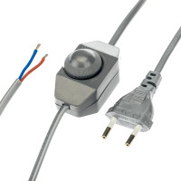 Провод с евроштекером и диммируемым выключателем duwi серебро, 2м H 03 VV-F 2x0,75 мм 2,5А 28578 6