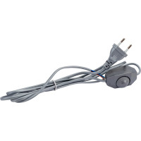 Провод с евроштекером и диммируемым выключателем duwi серебро, 2м H 03 VV-F 2x0,75 мм 2,5А 28578 6