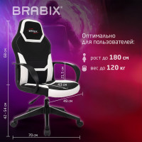Компьютерное кресло BRABIX Alpha GM-018, ткань/экокожа, черное/белое 532640