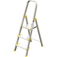 Алюминиевая стремянка Алюмет с анодированным покрытием профессиональная с широкими ступенями 3 ступени. Серия АS703