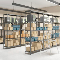 Металлический стеллаж BRABIX "ГРАФИТ MS KD-180/40/70-5", лофт, 1850x700x400 мм, 5 полок 291268