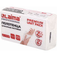 Полотенца бумажные LAIMA 1 - пачка 200 листов, система H2 PREMIUM UNIT PACK, 2-слойные, 24x21,6 см 112139