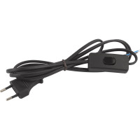 Шнур для бра ЭРА UX-ШВВП-S-1,8m-B с выключателем, 1,8 м, ШВВП, 2x0,5мм2, черный Б0044072