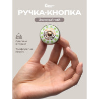 Металлическая ручка для мебели Blumen Haus Зеленый чай цвет зеленый, рисунок золотой 66103
