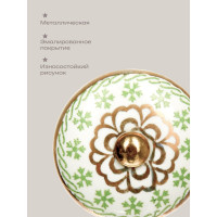 Металлическая ручка для мебели Blumen Haus Зеленый чай цвет зеленый, рисунок золотой 66103