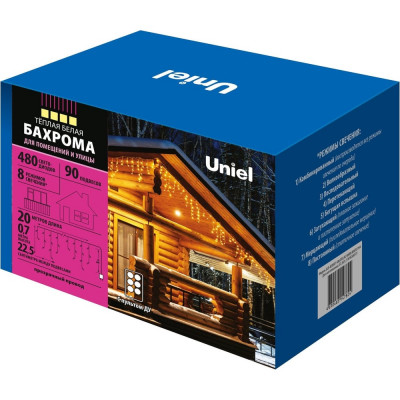 Светодиодная бахрома Uniel ULD-B20007-480/DTA/RC WARM WHITE IP44 UL-00008560