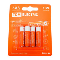 Элемент питания TDM ELECTRIC LR03 AAA Alkaline 1,5V BP-4 SQ1702-0006