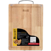 Прямоугольная разделочная доска Regent Inox Bosco с металлической ручкой 32x24x1.5 см 93-BO-2-09