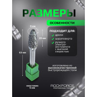 Шарошка коническая 8 мм скругленная по металлу ROCKFORCE RF-617F0820(49343)