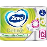 Туалетная бумага ZEWA Deluxe 3-х слойная, 12 рулонов, 12x18 м, с ароматом ромашки 53613 114753