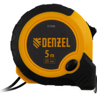 Рулетка Denzel 5 м, 25 мм, двухкомпонентный корпус, кнопка-пауза 31543