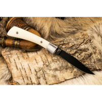 Складной нож Kizlyar Supreme Gent cталь D2, Black Titanium, рукоять из натуральной кости 4610094291701