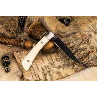 Складной нож Kizlyar Supreme Gent cталь D2, Black Titanium, рукоять из натуральной кости 4610094291701