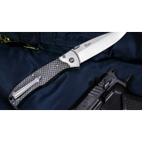 Складной нож Kizlyar Supreme Prime cталь D2, Satin, рукоять из карбона 4650065055772