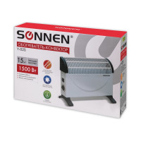 Обогреватель-конвектор SONNEN Y-02S, 1500 Вт, 3 режима работы, белый/черный, 453494