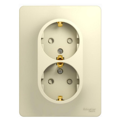 Розетка Systeme Electric 2-м GLOSSA с заземлением, защитные шторки, бежевый SchE GSL000226