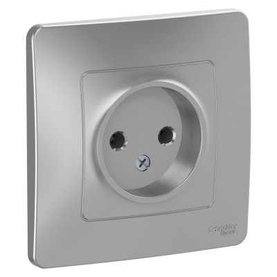 Розетка Systeme Electric (Schneider Electric) без заземления без шторок Blanca, Алюминий BLNRS000013