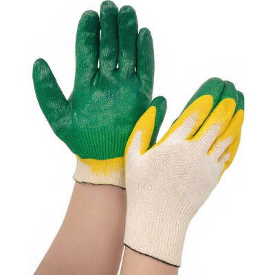 Перчатки с двойным латексным обливом Gigant люкс, 9 размер, 13 класс, зеленые GGL-17