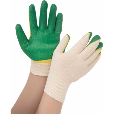 Перчатки с двойным латексным обливом Gigant 13 класс,1 пара, зеленые GGL-16