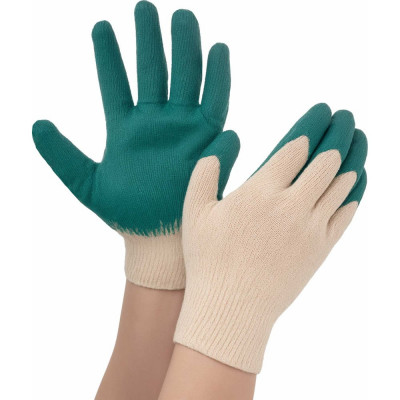 Перчатки с одинарным латексным покрытием Gigant 13 класс, размер 9, зеленые GGL-14