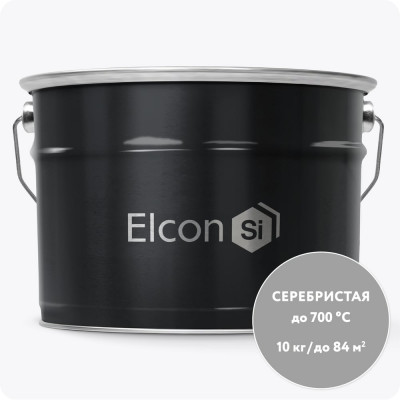 Термостойкая краска Elcon max therm до 700 градусов, антикоррозионная, для печей, мангалов, радиаторов, дымоходов, матовое покрытие, 10 кг, серебристая 00-00463230