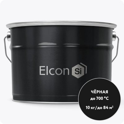 Краска Elcon max therm термостойкая, до 700 градусов, антикоррозионная, для печей, мангалов, радиаторов, дымоходов, матовое покрытие, 10 кг, черная 00-00463232