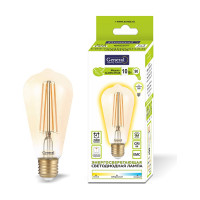 Светодиодная лампа General Lighting Systems Филамент прозрачный золотой E27 10Вт 810Лм 2700К Теплый белый Труба GLDEN-ST64S-10-230-E27-2700 655302