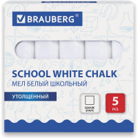 Мел белый BRAUBERG НАБОР 5 шт., для рисования на асфальте, квадратный, 40 упаковок 227444