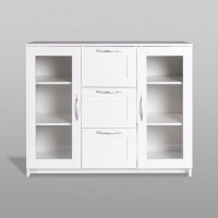 Тумба/комод Гуд ЛАКК СИРИУС 2 двери со стеклом и 3 ящика, 117x41x94 см, белая 2.02.03.380.1