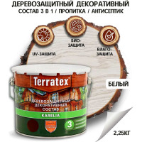 Деревозащитный декоративный состав ТЕРРАТЕКС белый, 2.25 кг, 3 л ЭК000136996