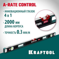 Сверхпрочный уровень KRAFTOOL A-RATE Control с зеркальным глазком, 2000 мм 34986-200