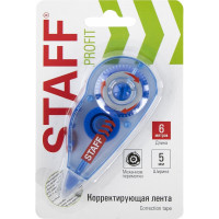 Корректирующая лента Profit Staff, 5 мм х 6 м, механизм перемотки, корпус голубой, блистер, европодвес 8 шт 271254