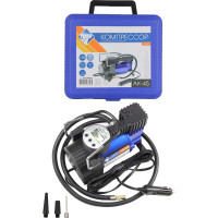 Компрессор Nova Bright АК-45, до 45 л/мин., 100 PSI, 12В, синий металлический корпус, пластиковый кейс, цифровой манометр, автостоп 36449