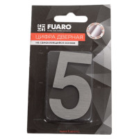 Самоклеящаяся цифра FUARO "5" SS304 (50x30) SSC сатинированный хром 46947