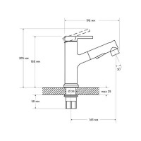 Смеситель для кухни/умывальника D-Lin с выдвижной лейкой, белый D158367-C