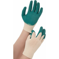 Перчатки с одинарным латексным покрытием Gigant 13 класс, размер 9, зеленые GGL-14