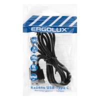 Кабель usb-type c Ergolux Elx-cdc02p-c02 промо 2а, 1м, черный, зарядка+передача данных, пакет 15089