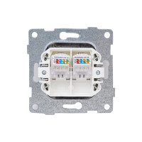 Механизм компьютерной розетки GUSI ELECTRIC Ugra RJ45, двойной, СУ, графит С11К2-010