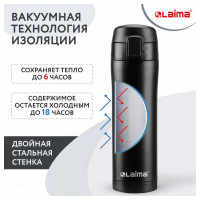 Термокружка с двойной стенкой из нержавеющей стали LAIMA 470 мл, цвет безграничный черный 608080