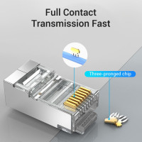 Коннектор RJ45 (8p8c) VENTION, FTP, cat. 5e, под витую пару, экранированный (10шт.) IDAR0-10